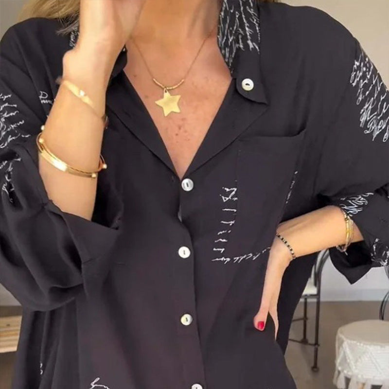 🔥New Hot Selling🔥Women's Long Sleeve Print Fashion Lapel Shirt(The more you buy, the higher the discount)