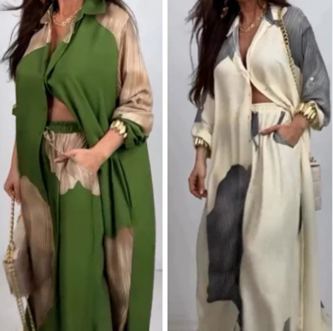 🩷Summer Special Offer🌼Full Button Down Long Shirt & Drawstring Pants Set(The more you buy, the higher the discount)