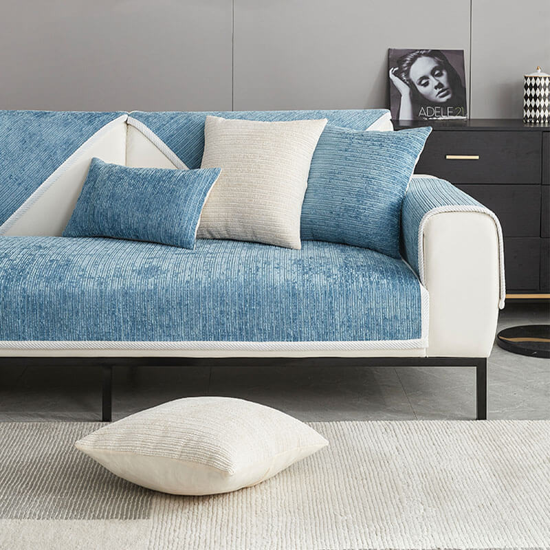 🔥Simple Striped Chenille Anti-scratch Couch Cover