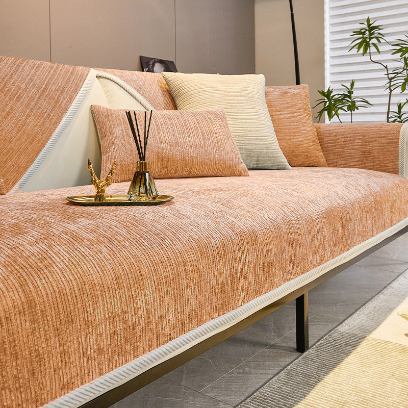 🔥Simple Striped Chenille Anti-scratch Couch Cover