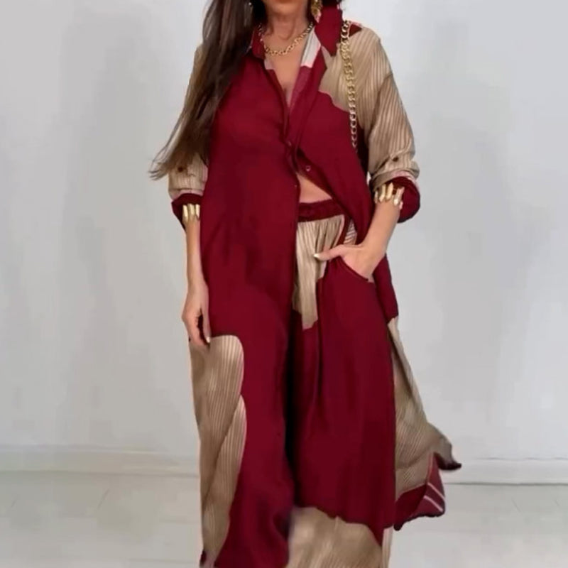 🩷Summer Special Offer🌼Full Button Down Long Shirt & Drawstring Pants Set(The more you buy, the higher the discount)