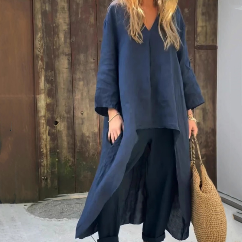 🌸Limited Time Half Price Offer🌸Women's Summer Loose Pocket V-Neck 2-Piece Set(The more you buy, the higher the discount)