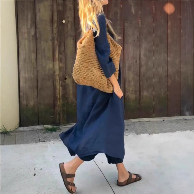 🌸Limited Time Half Price Offer🌸Women's Summer Loose Pocket V-Neck 2-Piece Set(The more you buy, the higher the discount)
