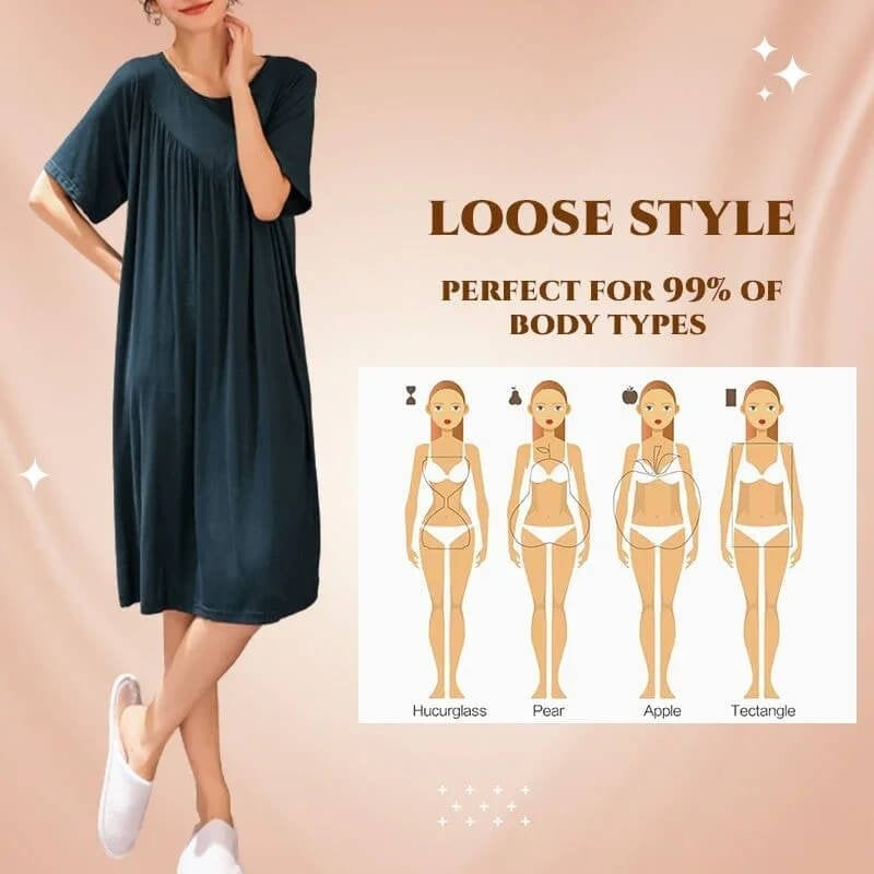 💗Summer hot sale💗Super Soft Comfortable Short Sleeve Loose Pajama Dress(The more you buy, the higher the discount)