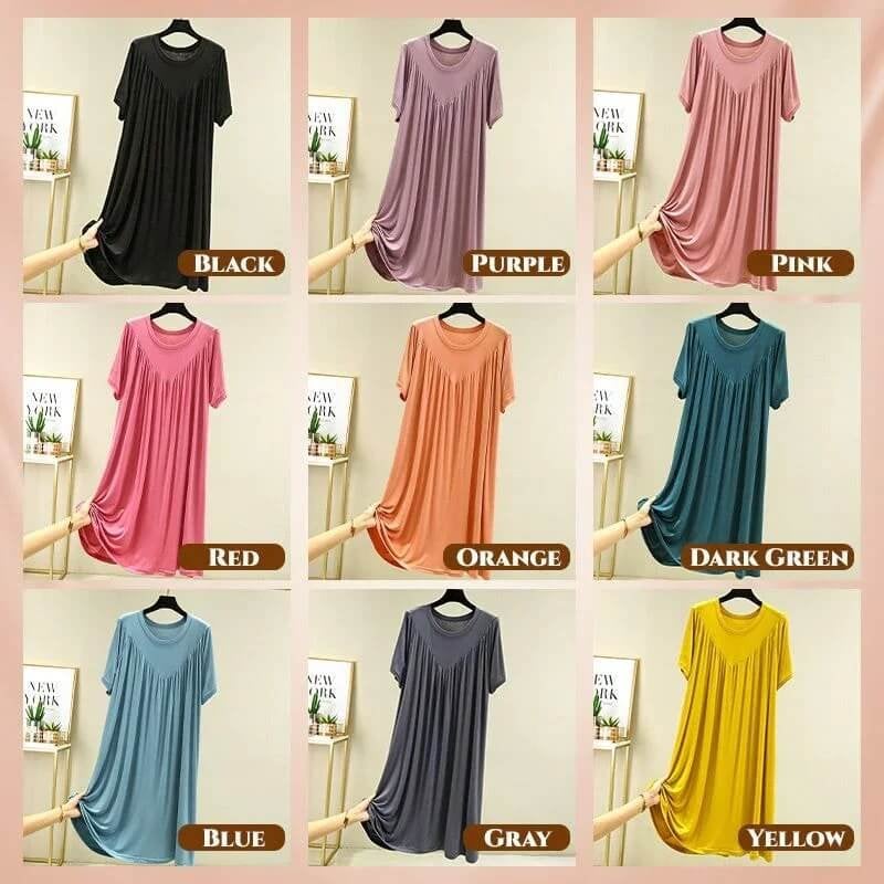 💗Summer hot sale💗Super Soft Comfortable Short Sleeve Loose Pajama Dress(The more you buy, the higher the discount)