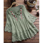 🔥New model for 2024🌸Women's Cotton Linen Loose Embroidered Top