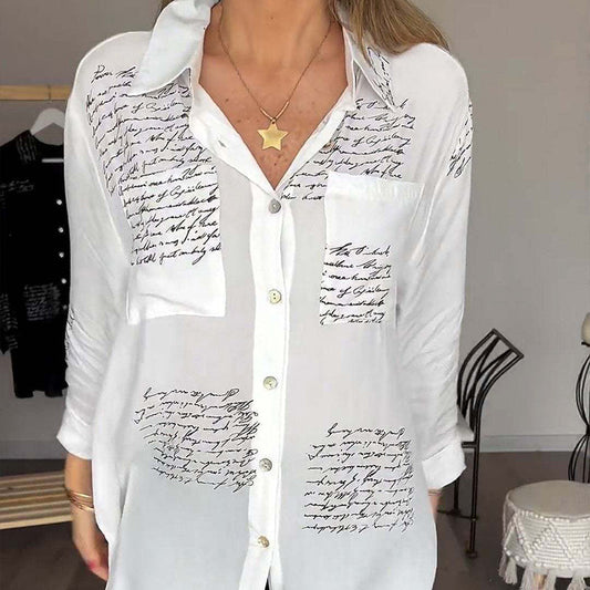 🔥New Hot Selling🔥Women's Long Sleeve Print Fashion Lapel Shirt（The more you buy, the higher the discount）