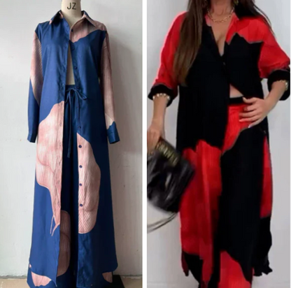 🩷Summer Special Offer🌼Full Button Down Long Shirt & Drawstring Pants Set（The more you buy, the higher the discount）