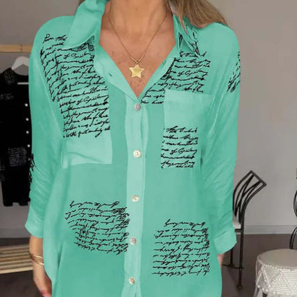 🔥New Hot Selling🔥Women's Long Sleeve Print Fashion Lapel Shirt（The more you buy, the higher the discount）