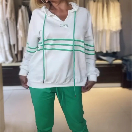 💗Limited Time Half Price Offer💗Women's Striped Hooded Sweatshirt and Pants Set（The more you buy, the higher the discount）