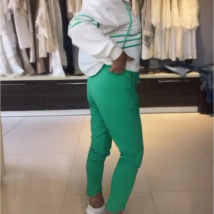 💗Limited Time Half Price Offer💗Women's Striped Hooded Sweatshirt and Pants Set（The more you buy, the higher the discount）