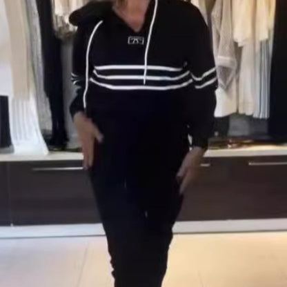 💗Limited Time Half Price Offer💗Women's Striped Hooded Sweatshirt and Pants Set（The more you buy, the higher the discount）