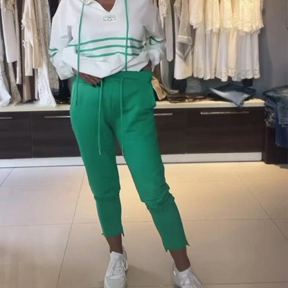 💗Limited Time Half Price Offer💗Women's Striped Hooded Sweatshirt and Pants Set（The more you buy, the higher the discount）