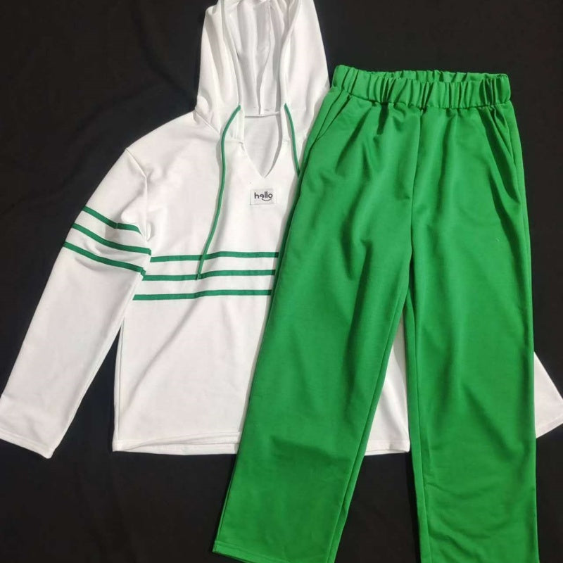 💗Limited Time Half Price Offer💗Women's Striped Hooded Sweatshirt and Pants Set（The more you buy, the higher the discount）