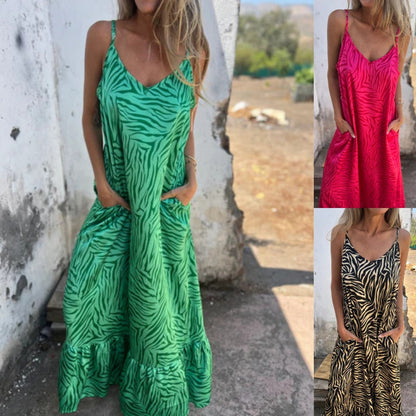 💗Limited Time Half Price Offer🌸Women's Printed Spaghetti Strap Maxi Dress🌸（The more you buy, the higher the discount）