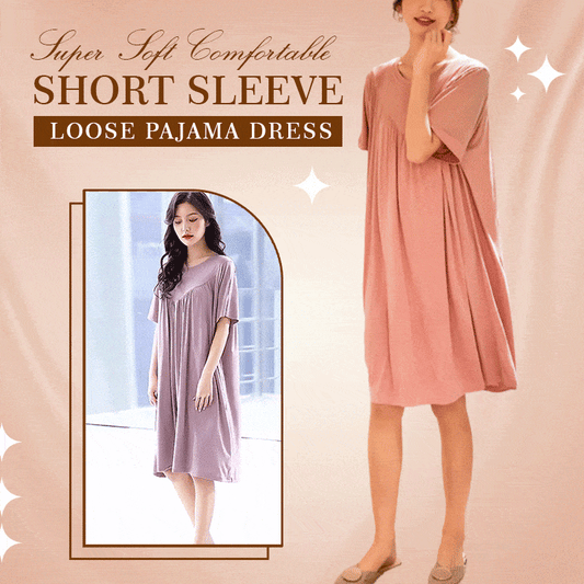 💗Summer hot sale💗Super Soft Comfortable Short Sleeve Loose Pajama Dress（The more you buy, the higher the discount）